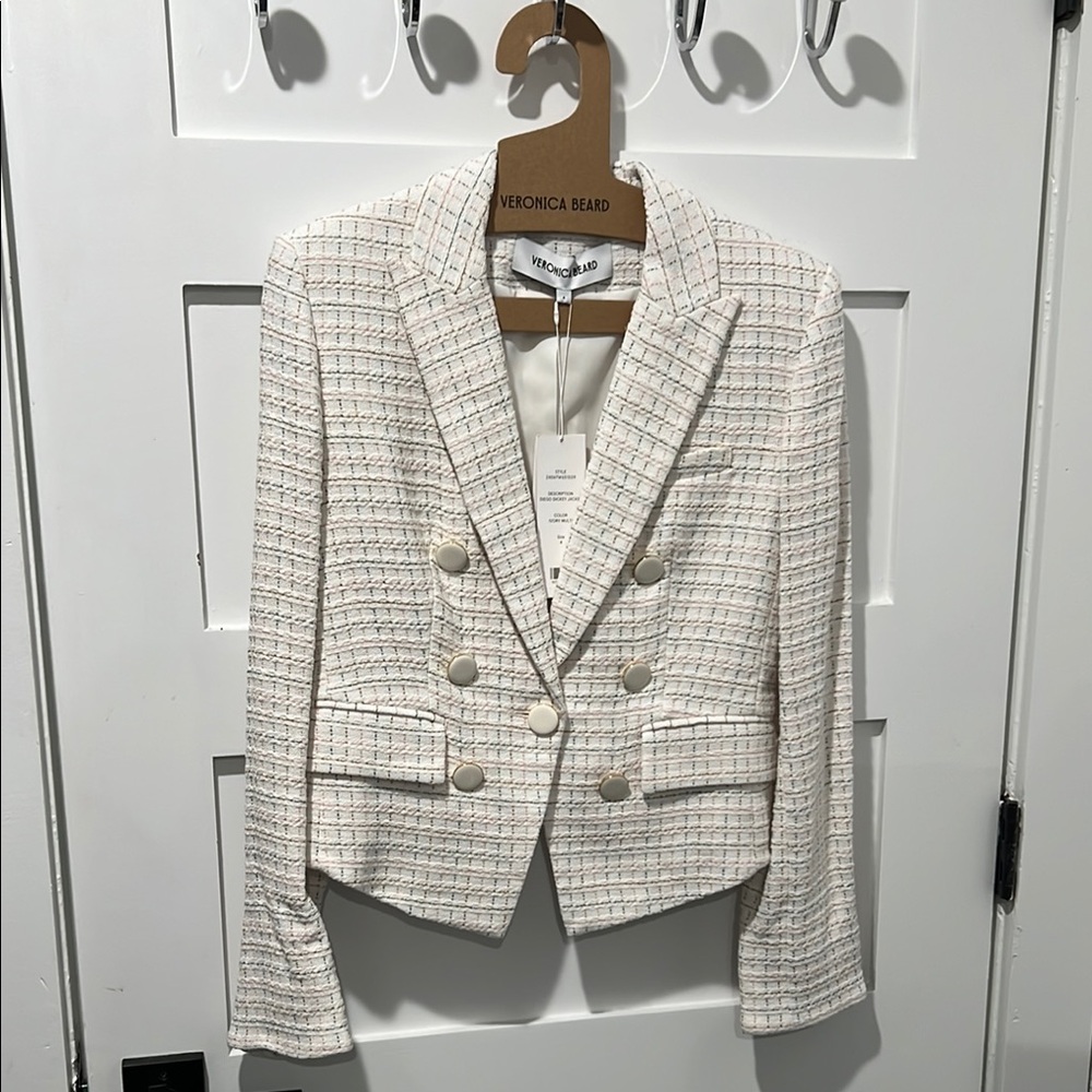 Veronica Beard Cream Tweed Blazer